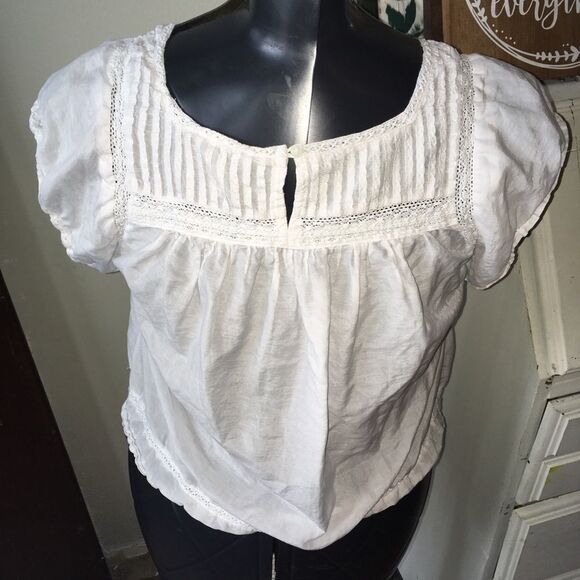 Joie Regency pin tuck S Bridgerton elegant white blouse - Picture 2 of 3